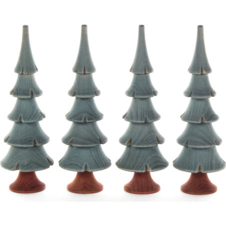 Solid Wood Trees - Green - 4 pieces - 11 cm / 4.3 inch