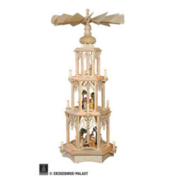 3-stöckige Pyramide Gotisch - elektrisch mit Figuren - 105 cm