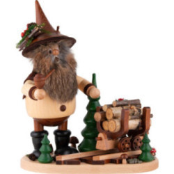 Smoker - Ore Gnome with Wood Tram - 26 cm / 10.2 inch