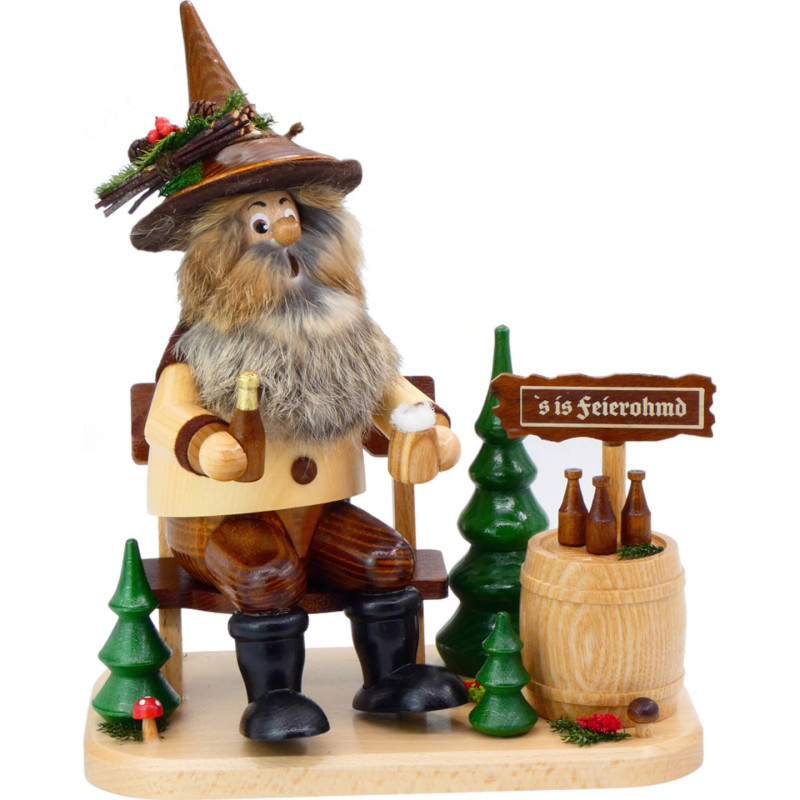 Smoker - Forest Gnome "Relaxed Evening" on Bench - 26 cm / 10.2 inch