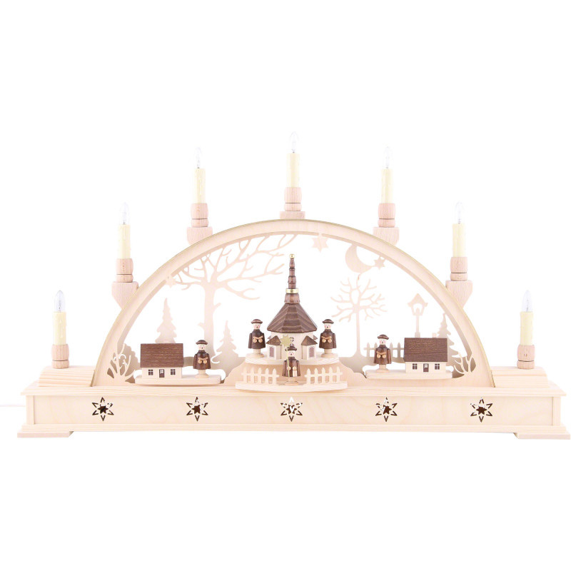 Candle Arch - 'Church of Seiffen with Carolers' - 63x35 cm / 25.6x13.8 inch