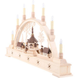 Candle Arch - 'Church of Seiffen with Carolers' - 63x35 cm / 25.6x13.8 inch