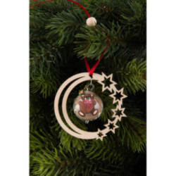 Tree Ornament - Glass Bauble in Starry Moon - Teddy Bear - 3 pcs. - 7 cm / 2.8 inch
