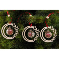 Tree Ornament - Glass Bauble in Starry Moon - Teddy Bear - 3 pcs. - 7 cm / 2.8 inch