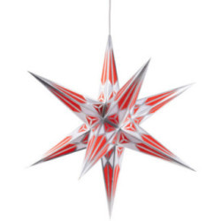Hartensteiner Weihnachtsstern für Innen - weiß-rot mit silber - 68 cm