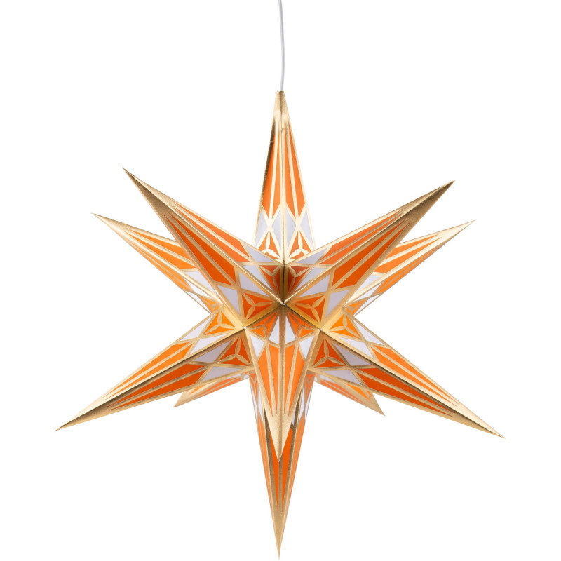 Hartenstein Christmas Star for Inside Use - White-Orange with Gold - 68 cm / 27 inch