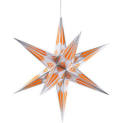 Hartenstein Christmas Star for Inside Use - White-Orange with Silver - 68 cm / 27 inch