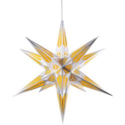 Hartenstein Christmas Star for Inside Use - White-Yellow with Silver - 68 cm / 27 inch