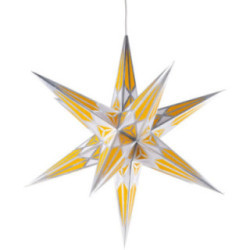 Hartensteiner Weihnachtsstern für Innen - weiß-gelb mit silber - 68 cm
