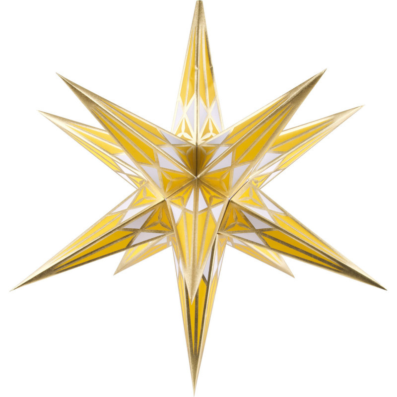 Hartenstein Christmas Star for Inside Use - White-Yellow with Gold - 68 cm / 27 inch