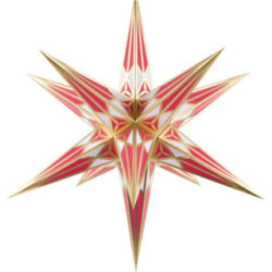 Hartensteiner Weihnachtsstern für Innen - weiß-weinrot mit gold - 68 cm