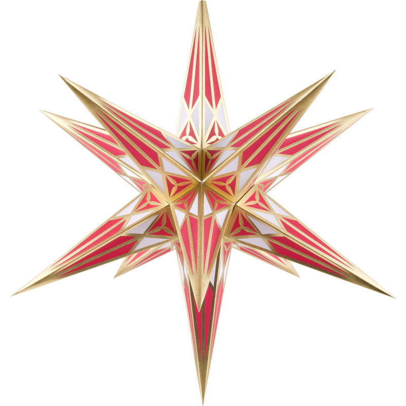 Hartensteiner Weihnachtsstern für Innen - weiß-weinrot mit gold - 68 cm