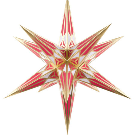 Hartensteiner Weihnachtsstern für Innen - weiß-weinrot mit gold - 68 cm