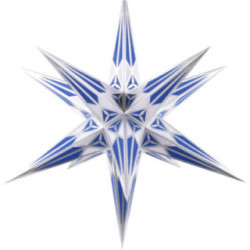 Hartensteiner Weihnachtsstern für Innen - weiß-blau mit silber - 68 cm