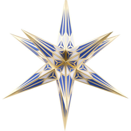 Hartenstein Christmas Star for Inside Use - White-Blue with Gold - 68 cm / 27 inch
