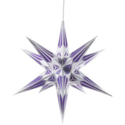 Hartensteiner Weihnachtsstern für Innen - weiß-lila mit silber - 68 cm