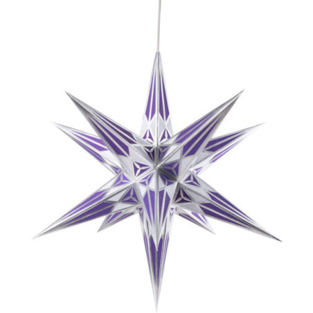Hartensteiner Weihnachtsstern für Innen - weiß-lila mit silber - 68 cm