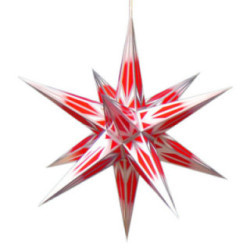 Haßlauer Weihnachtsstern für Innen rot/weiß mit Silbermuster inkl. Beleuchtung - 65 cm