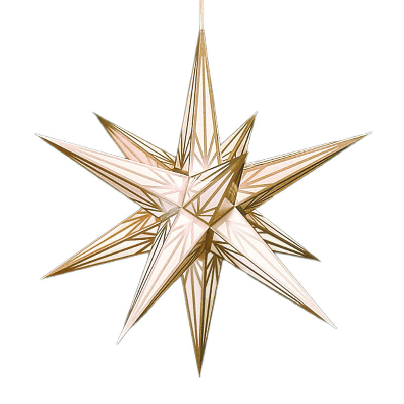 Haßlauer Weihnachtsstern für Innen weiß mit Goldmuster inkl. Beleuchtung - 65 cm