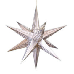 Haßlauer Weihnachtsstern für Innen weiß mit Silbermuster inkl. Beleuchtung - 65 cm