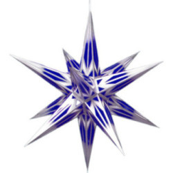 Haßlauer Weihnachtsstern für Innen blau/weiß mit Silbermuster inkl. Beleuchtung - 65 cm