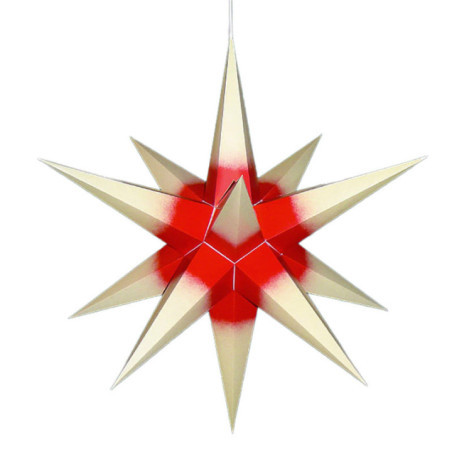 Haßlauer Weihnachtsstern für Innen cremefarben mit rotem Kern inkl. Beleuchtung - 65 cm