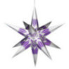 Haßlauer Weihnachtsstern für Innen lila/weiß mit Silbermuster inkl. Beleuchtung - 65 cm
