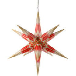 Haßlauer Weihnachtsstern für Innen und Außen rot/weiß mit Goldmuster inkl. Beleuchtung - 75 cm