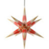 Hasslau Christmas Star - Red/White with Golden Pattern and Lighting - 75 cm / 30 inch -  Inside/Outside Use