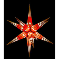 Haßlauer Weihnachtsstern für Innen und Außen rot/weiß mit Goldmuster inkl. Beleuchtung - 75 cm