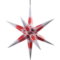 Haßlauer Weihnachtsstern für Innen und Außen rot/weiß mit Silbermuster inkl. Beleuchtung - 75 cm