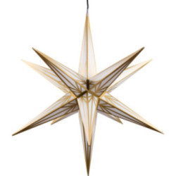 Hasslau Christmas Star - White with Golden Pattern and Lighting - 75 cm / 30 inch -  Inside/Outside Use