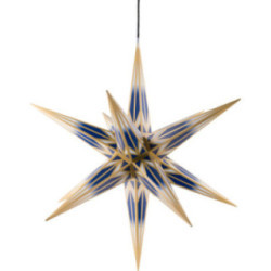 Haßlauer Weihnachtsstern für Innen und Außen blau/weiß mit Goldmuster inkl. Beleuchtung - 75 cm