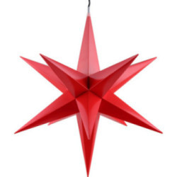 Hasslau Christmas Star - Red and Lighting - 75 cm / 30 inch -  Inside/Outside Use