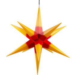 Haßlauer Weihnachtsstern für Innen und Außen gelb mit rotem Kern inkl. Beleuchtung - 75 cm
