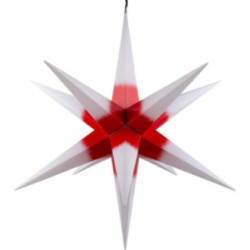 Hasslau Christmas Star - White with Red Core and Lighting - 75 cm / 30 inch -  Inside/Outside Use