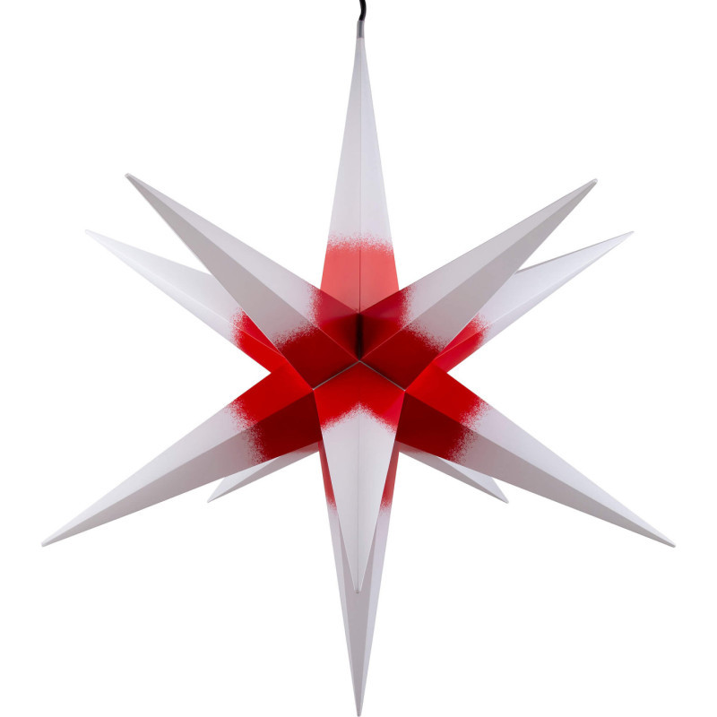 Hasslau Christmas Star - White with Red Core and Lighting - 75 cm / 30 inch -  Inside/Outside Use