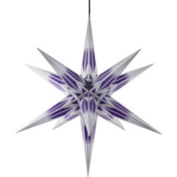 Hasslau Christmas Star - Purple/White with Silver Pattern and Lighting - 75 cm / 30 inch -  Inside/Outside Use