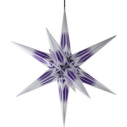 Haßlauer Weihnachtsstern für Innen und Außen lila/weiß mit Silbermuster inkl. Beleuchtung - 75 cm