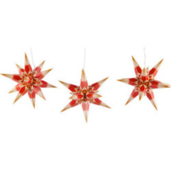 Haßlauer Weihnachtsstern 3er-Set Ministern für Innen rot/weiß mit Goldmuster - 16 cm