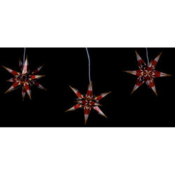 Hasslau Christmas Star Set of Three for Inside Use Red/White with Golden Pattern - 16 cm / 6.3 inch
