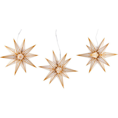 Haßlauer Weihnachtsstern 3er-Set Ministern für Innen weiß mit Goldmuster - 16 cm