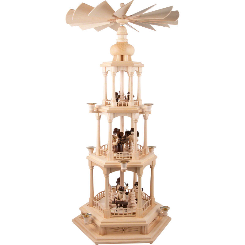 3-Tier Pyramid - Wax Candles with Forest People - 107 cm / 42.1 inch