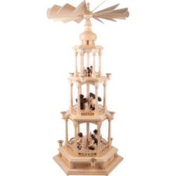 3-Tier Pyramid - Wax Candles with Forest People - 107 cm / 42.1 inch