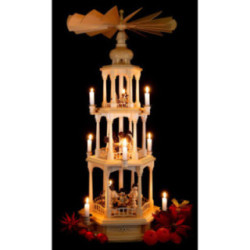 3-Tier Pyramid - Wax Candles with Forest People - 107 cm / 42.1 inch