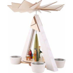 1-stöckige Pyramide mit Christi Geburt, weiß - 29 cm