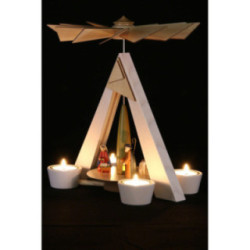 1-stöckige Pyramide mit Christi Geburt, weiß - 29 cm