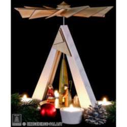 1-stöckige Pyramide mit Christi Geburt, weiß - 29 cm