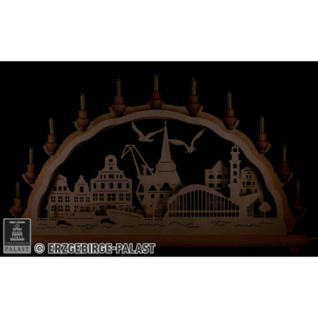 Schwibbogen Rostock Warnemünde - 68x35 cm