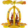 1-Tier Easter Pyramid Yellow with three Bunnies - 30 cm / 11.8 inch